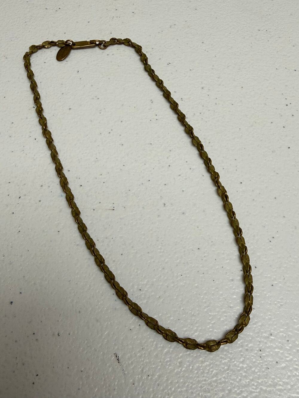 Vintage Miriam Haskell Signed 15" Necklace Antiqued Gold Tone Rare Lightweight